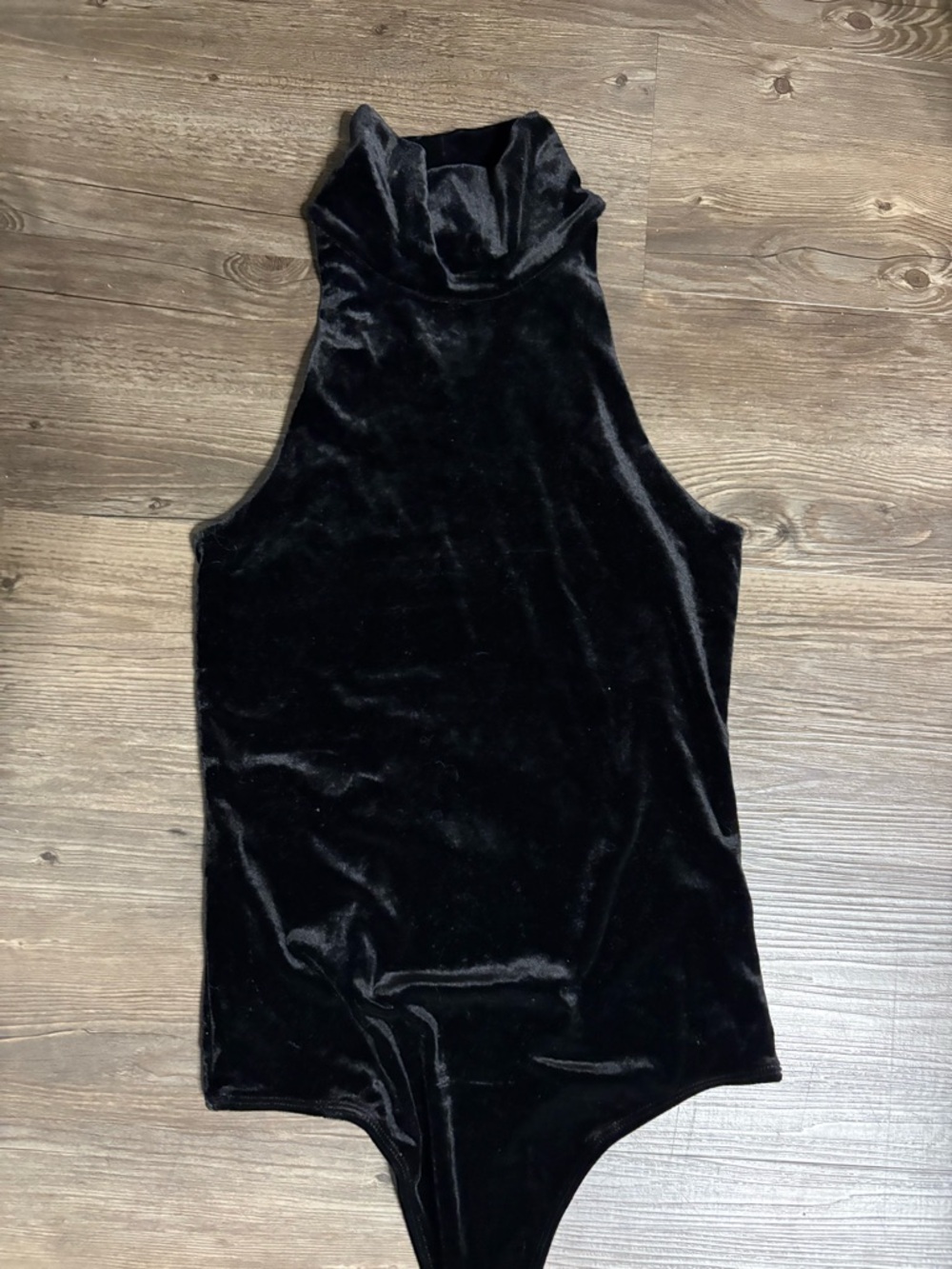 Express Black Velvet High Cowl-Neck Bodysuit